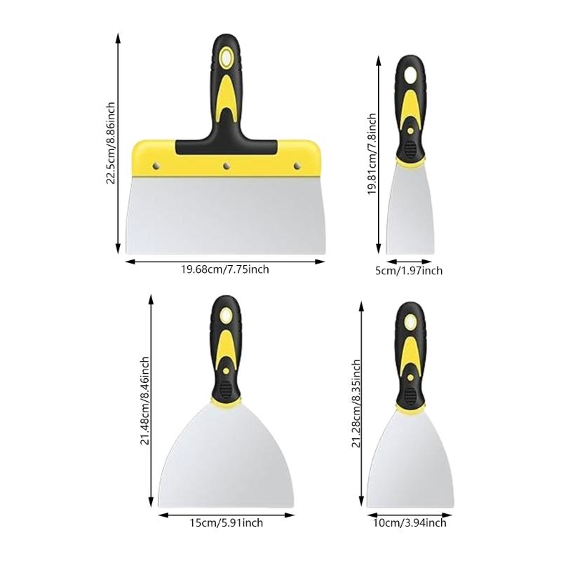 4Pcs Putty Scraper Set Stainless Steel Drywall Hand Tool Drywall Taping Scraper Paint Scraper Tool Drywall Finishing Tool