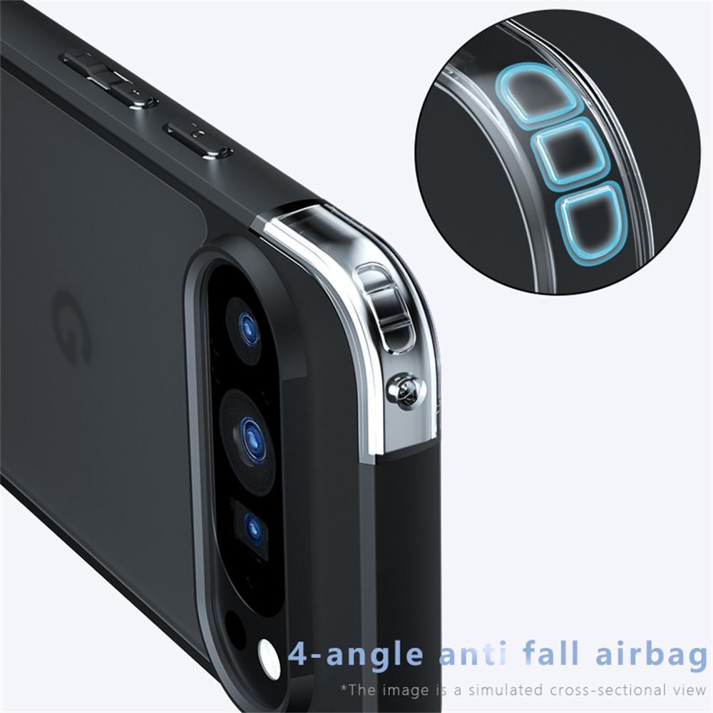 Für Google Pixel 9 Pro/Pixel 9 Hülle Hautgefühl TPU+PC Matt Handyhülle, Transparent Schwarz