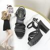 Exquisite Women's High Heel Sandals Summer Fashion Coarse Heel Soft Bottom Comfortable Sandals Casual Versatile Modern Sandals