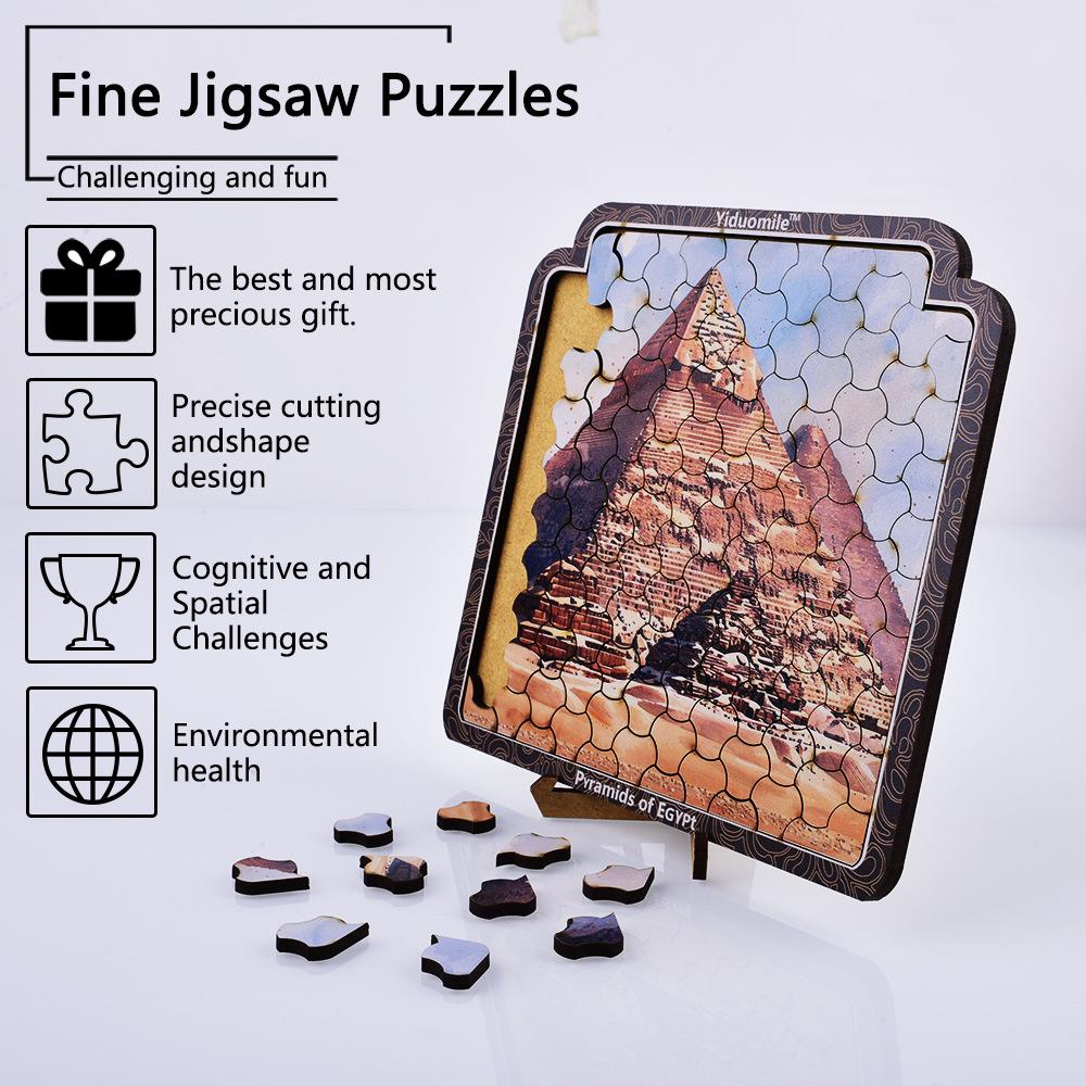 Египетская пирамида 123 деревянная плоская головоломка трехмерный эффект круглая — фото 5