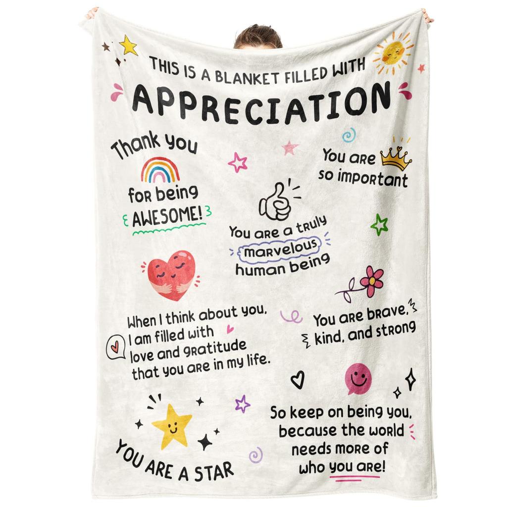 Thank You Teacher Gift Blanket Decorative Flannel Blanket Teachers' Day Graduation Retirement Birthday Blanket