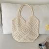 Eleagnt Beach Vacation Knitted Hollow Out Shoulde Bag Handbag Women's Fashion Bucket Soft Crochet Tote Bag KTB