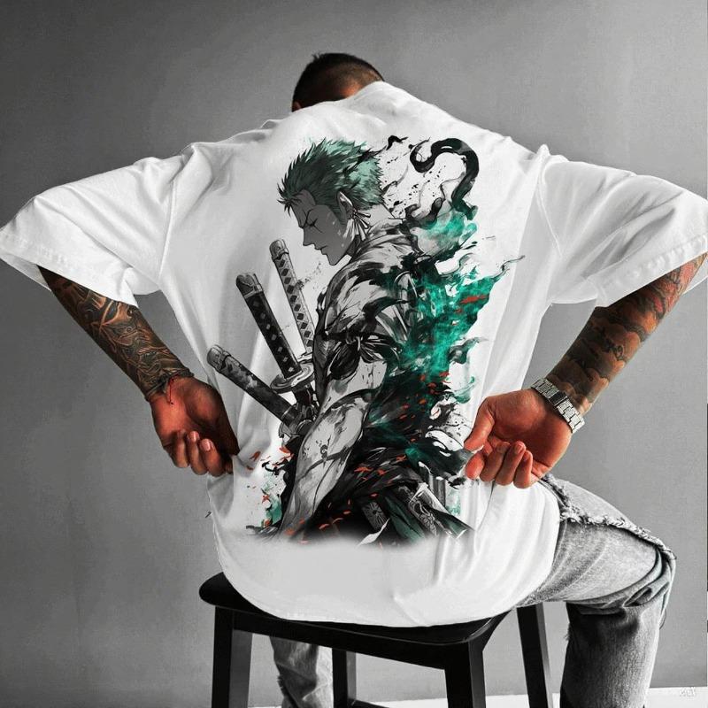 T-shirt a maniche corte da uomo Zoro Nuova Estiva Cotone Streetwear Top Casual Maglietta Grafica Oversize Abbigliamento Y2k Unisex