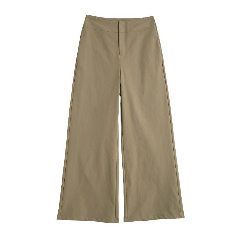 Women High Waist Wide Leg Casual Suit Trousers Petite Fit