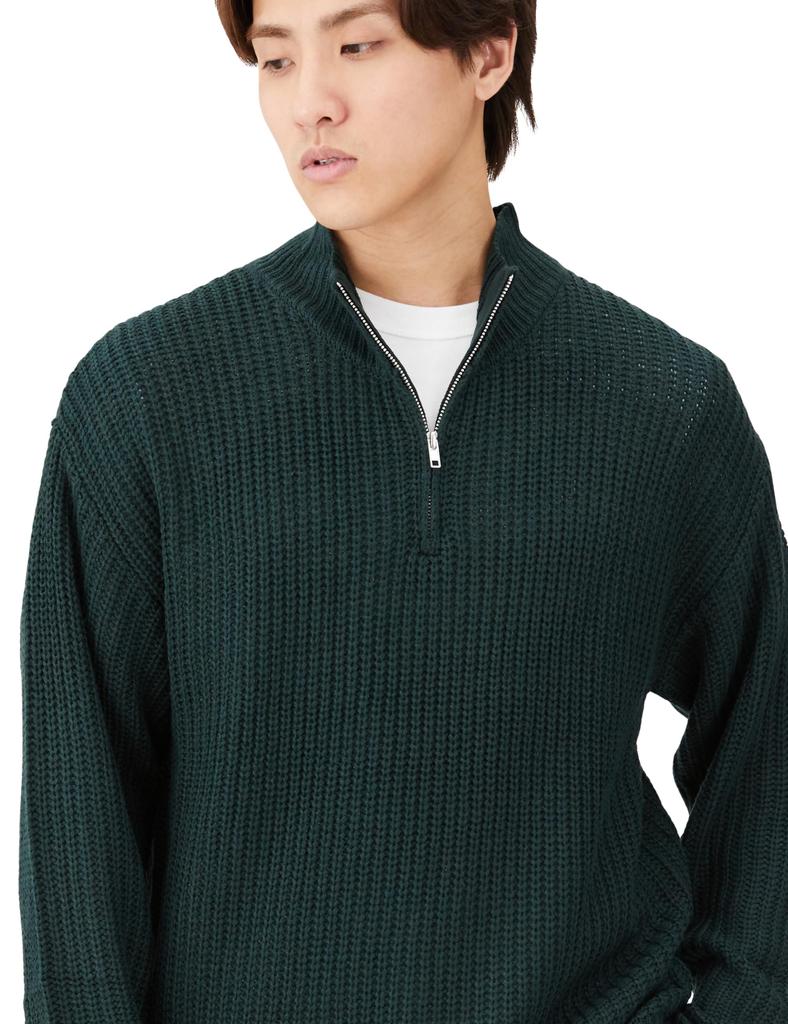 Improves Men's Half-Zip Ribbed Knit Sweater, Dark Green