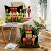 New Christmas Nutcracker Pillow Linen Print Reversible Living Room Sofa Bedroom Cushion Cushion Cover