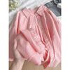 Pure Cotton Bandage Dress Rose Pink Shirt for Women Inner Wear Base Loose All-Matching Slimming Long Sleeve Shirt Coat Trendy