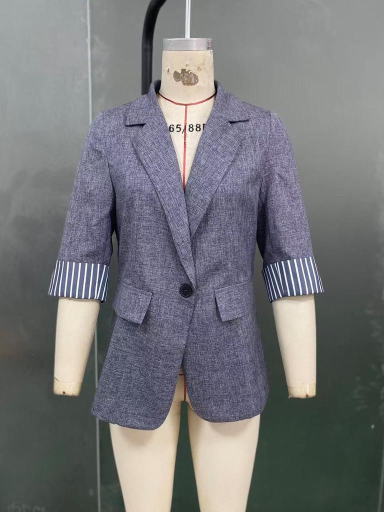 European and American Style Women's Autumn Fashion Three-Quarter Sleeve Suit Jacket