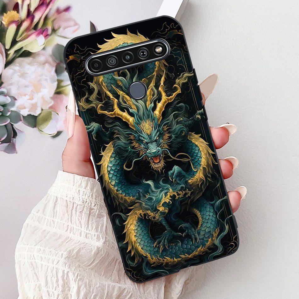 For LG K41S K51S 2020 Elegant Floral Cat Printed Phone Case For LG K41S K51S LM-K410 LM-K510 Black Silicone Soft Cases