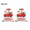 Holiday Theme Candy Carriers 2Pcs Christmas Drawstring Gift Bags, Xmas Tree Reindeer Printed Treat Festival Packaging Pouches, Reusable Fabric
