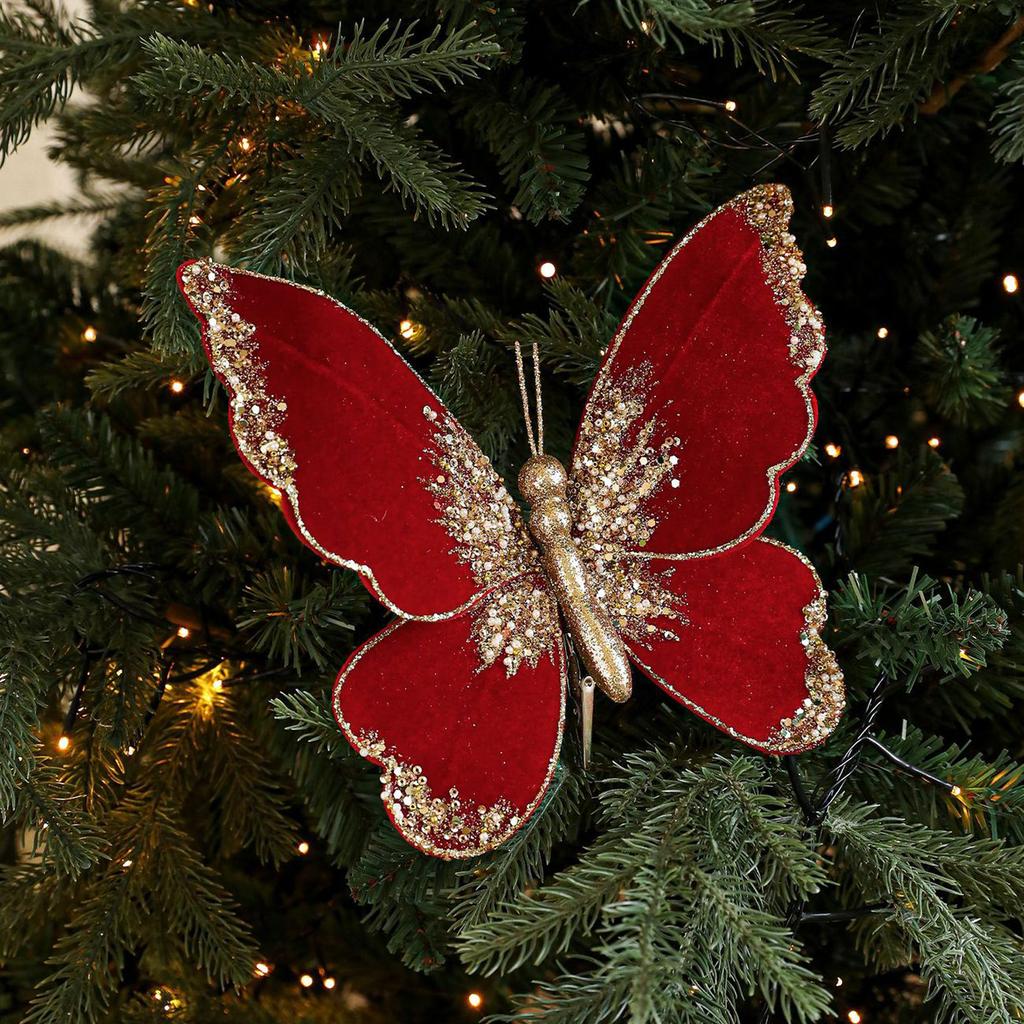 Fabric Simulation Bow Clip Velvet Powder Flocking Christmas Tree Decoration Scene Layout