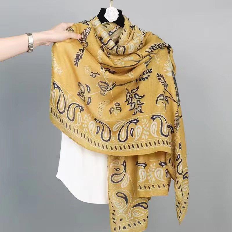 New Spring And Autumn Imitation Cotton And Hemp Square Scarf Women'S Versatile Style Fashion Scarf Multi Functional Hair Binding Headscarf