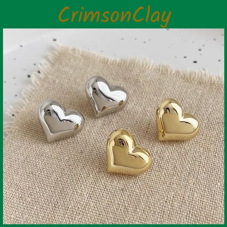 Style 925 Vintage Silver Heart Shaped Earrings Fashionable Alloy Jewelry Women For