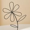 Scandinavian Style Wall Decor Nordic Wrought Iron Decoration, 3D Hollow Flower Ornament with Wood Base, Modern Farmhouse Handcrafted Figure for Living