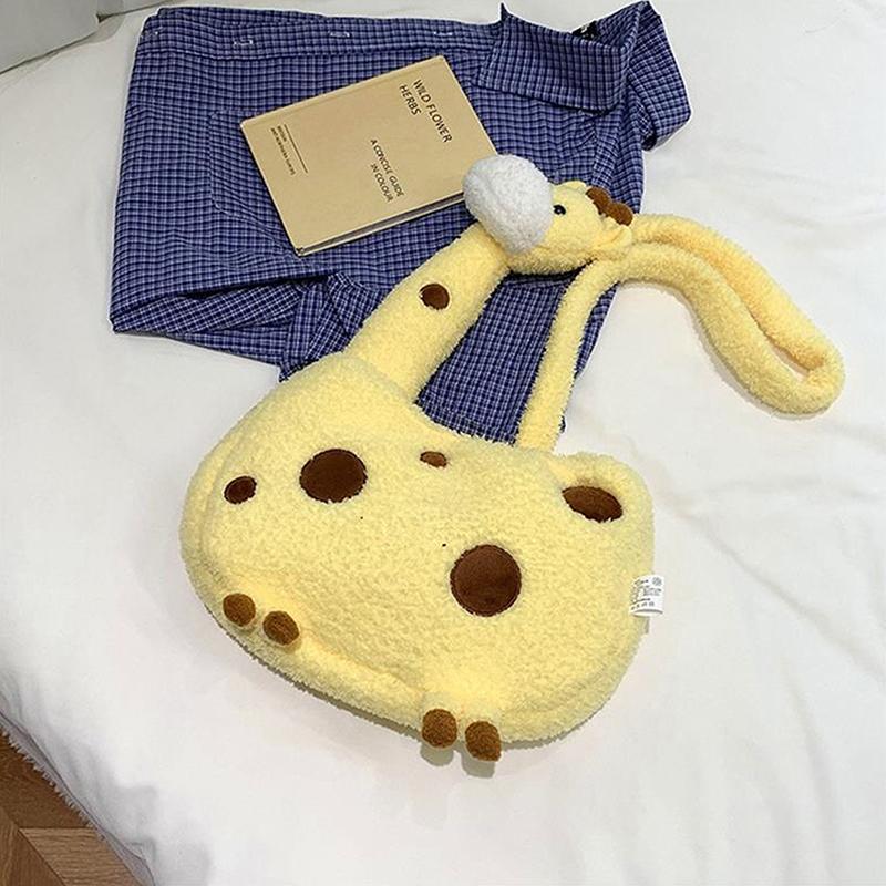 Trendige Niedliche Giraffe Plüschpuppe Cartoon Tier Große Kapazität Umhängetasche Schultertasche Kosmetiktaschen Mädchenhaftes Herz Rucksack Geschenke