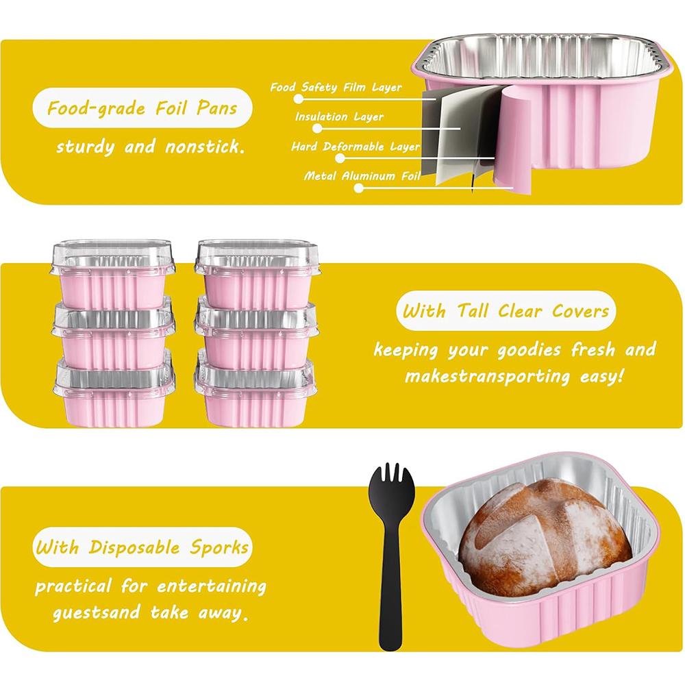 New 25 Set Square Mini Cake Pans with Lids and Dessert Cups for Wedding Party