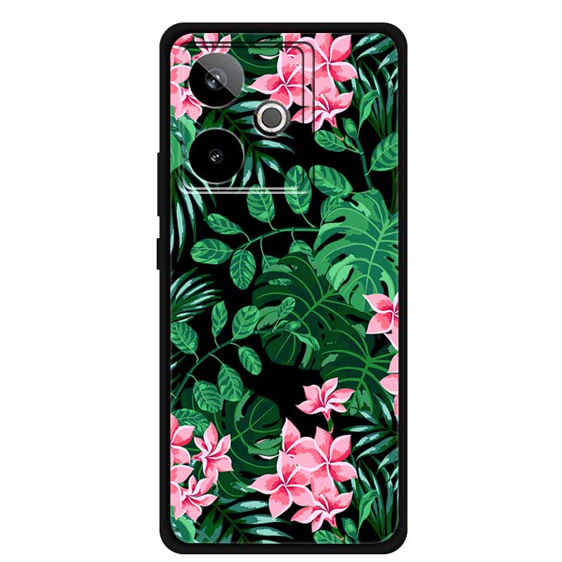 For Realme GT7 GT 7T Case Cute Floral Retro Black Silicone Soft Case Back Cover for Realme GT 7 TPU Funda For Realme GT 7T Coque