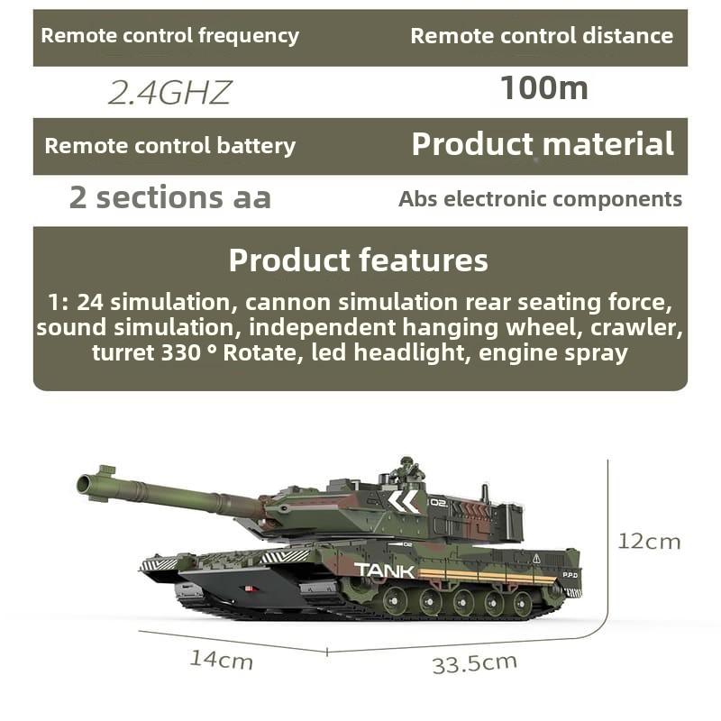 2024 Neues ferngesteuertes Auto mit Wasserbombe für den Außenbereich, für Jungen, Spielzeug, 2,4 G Panzerauto mit Kettenaufladung, kabelloses elektrisches Offroad-Panzerspielzeug
