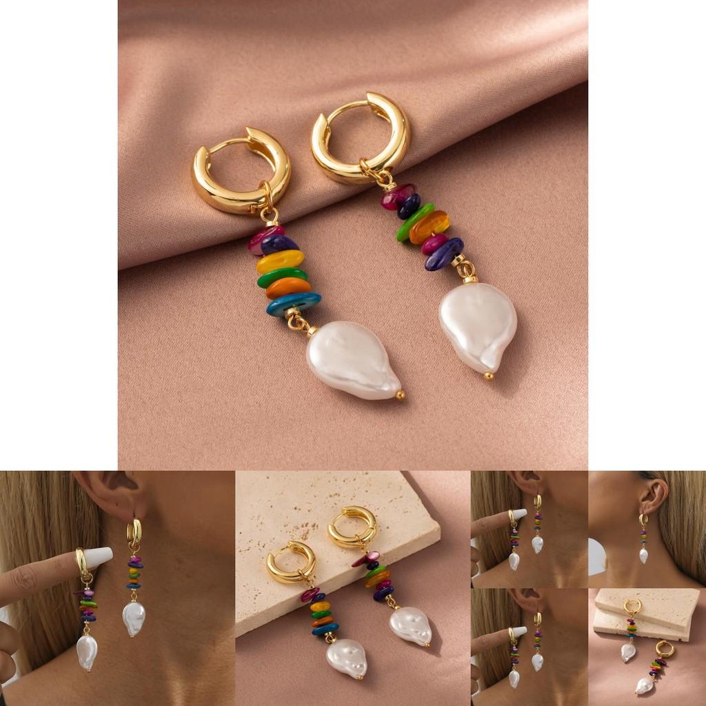 Autumn 2023 Trendy Earrings With Colorful Natural Stones And Imitation Pearls