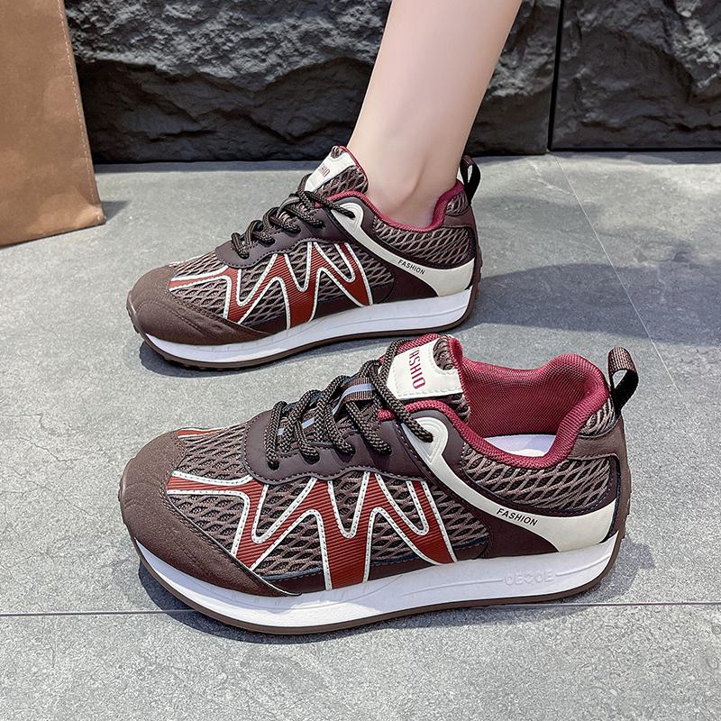 

Fashion Femmes 2025 New Mesh Sneakers Women Designer Retro Running Shoes Fashion Breathable Women s Sports Shoes Tenis Feminino 35 коричневый