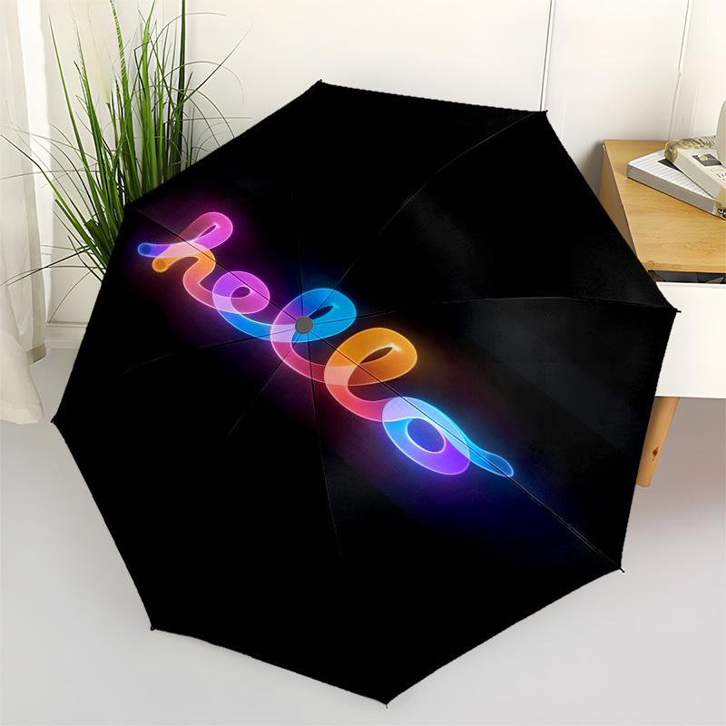 1pc Neon Rainbow Hello Sign Umbrella with Plastic Handle, Suitable for All Seasons Outdoor PT426