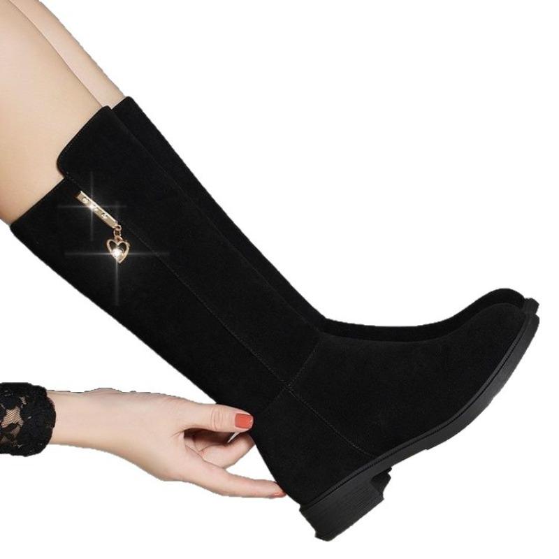 Fleece-Schuhe, Wadenhohe Stiefel, Vielseitig und modisch, Stiefel mit Blockabsatz, Warme Stiefel für Damen