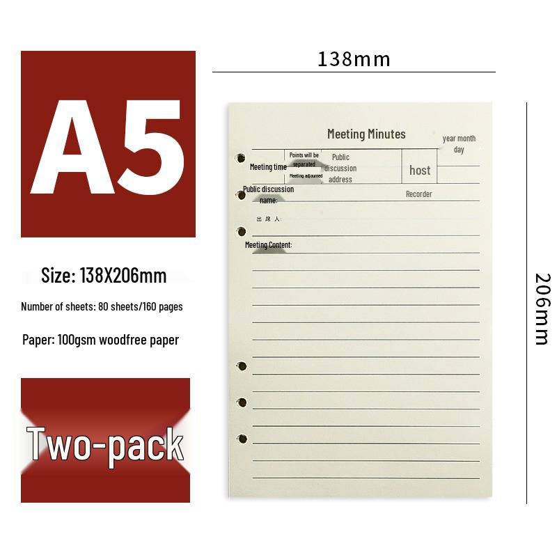 A4 Loose-leaf Meeting Notebook - Business Notepad for Minutes & Work Plan Notes