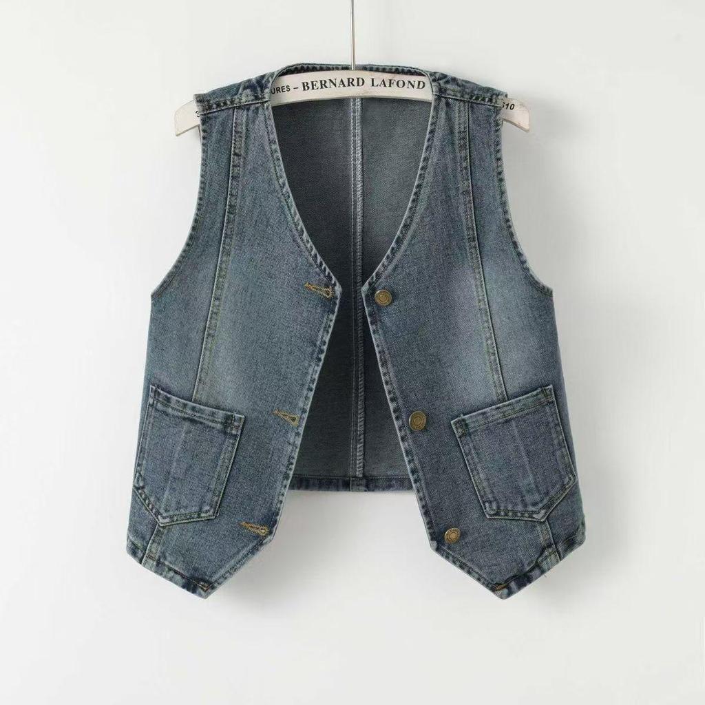2025 Trendy Women's Denim Vest: Sleeveless, Versatile, Chic Design for Spring and Autumn