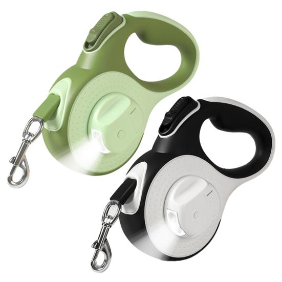 Retractable Dog Leash with LED Light 10Ft 16Ft Nylon Tape Dog Lead with Ergonomic Handle One-Button Control Tangle-Free Leash for Small Medium Dogs