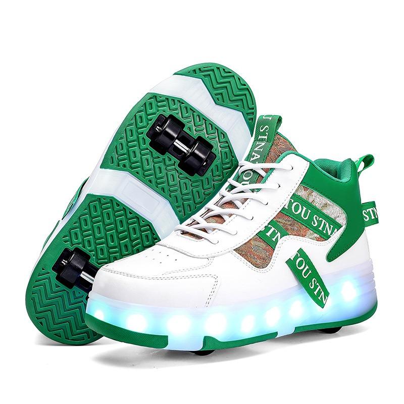 

Спортивные роликовые кроссовки для мальчиков, кроссовки на колесиках для девочек, четырехколесные, осенние, 225 новые детские светящиеся ролики с колесами 38