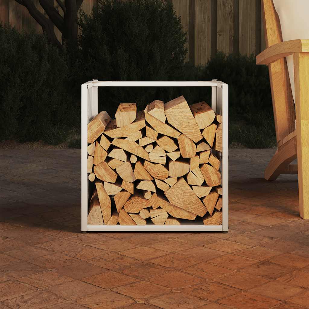 Firewood Rack White 40 x 40 x 40 cm Cold Rolled Steel