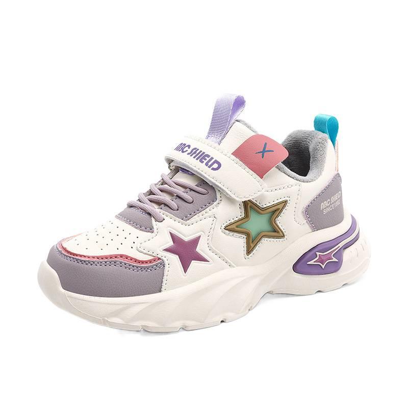 Girls autumn and winter sports shoes cartoon star fashion cotton warm shoes medium and older children's men's and women's outdoor running shoes