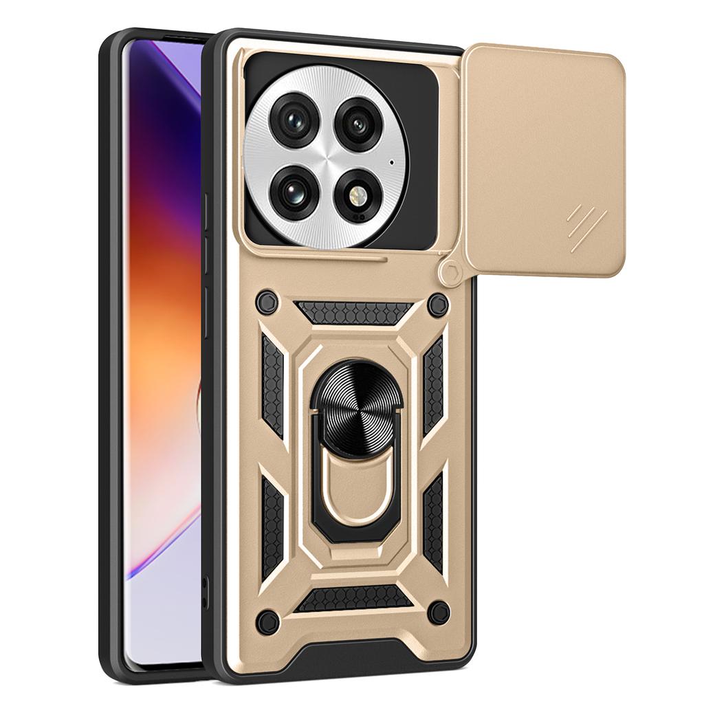 For OnePlus 13 Case with Slide Camera Lid PC+TPU Kickstand Phone Cover