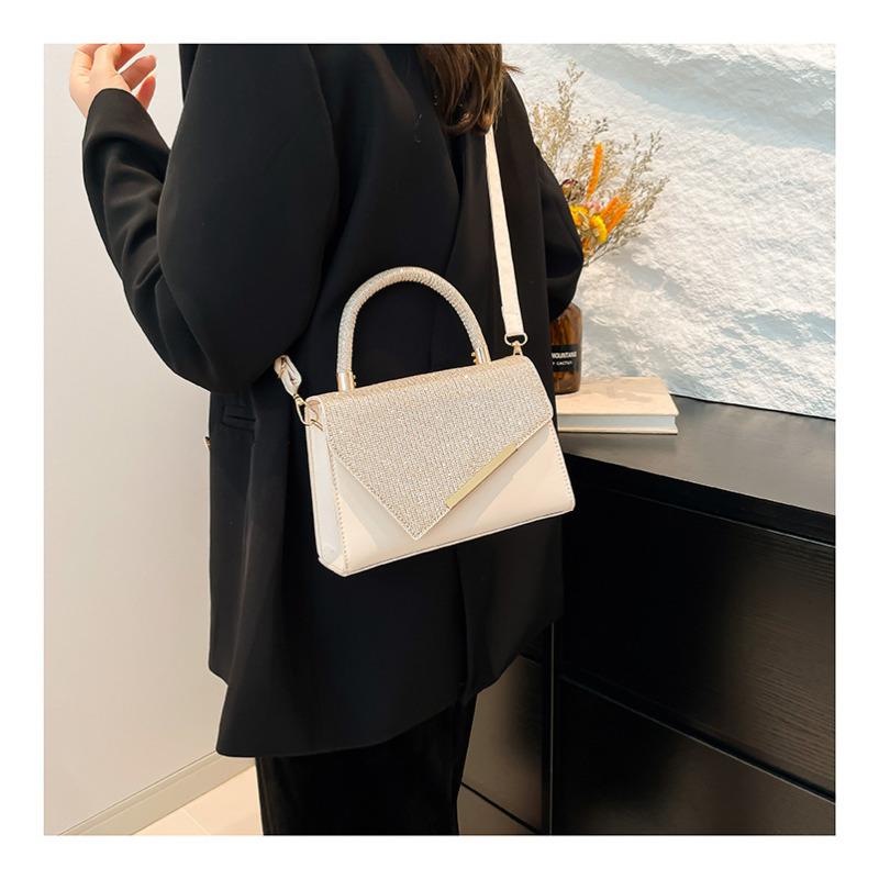 New Bling Rhinestone Faux Leather Shoulder Bag for Women, Chic Small Square Crossbody Purse, Sparkle Evening Handbag