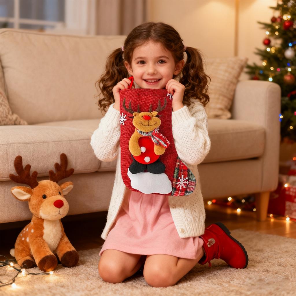 4ks Vánoční ponožky Vánoční dárkové tašky, Malé ponožkové přívěsky, Ozdoby na vánoční stromeček, Vánoční bytové doplňky