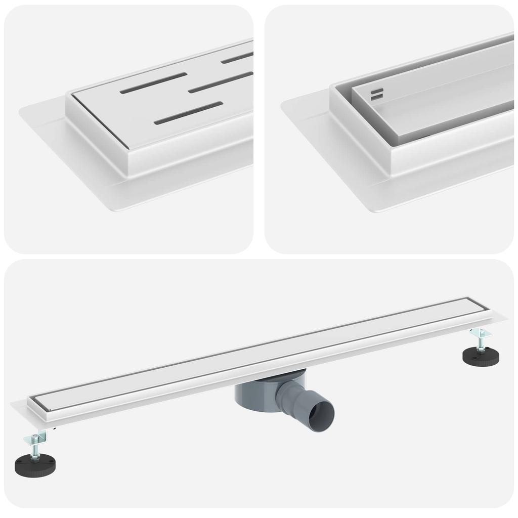 2 in 1 Shower Drain with 360 degrees Siphon Silver 80 cm Stainless Steel 304