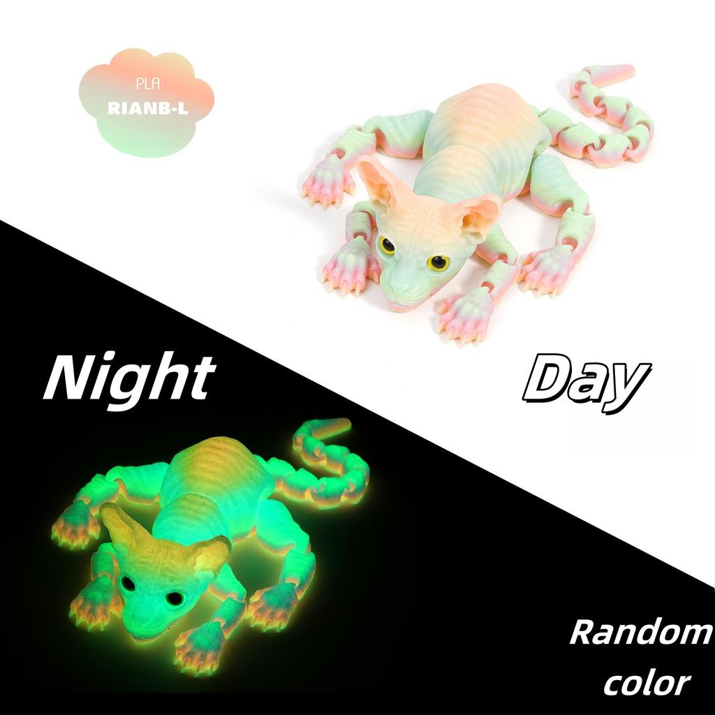 3D Printed Sphynx Cat Fidget Toys Realistic Hairless Figurine Articulated Cat Funny Toy for Cats Lover Collector Home Decoration
