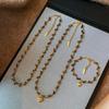 Gold-Plated Tiger Eye Beaded Necklace - Retro Y2K Clavicle Chain, High-End Versatile Jewelry