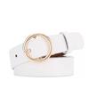 Women's High-End Leather Fashion Belt with Round Metal Buckle for Casual and Formal Wear