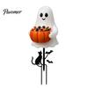 Festive Courtyard Accents Halloween Ghost Candy Bowl Garden Stake, 2D Flat Pumpkin Holder with Cat Yard Stakes And Bats, Trick or Treat Art for Porch