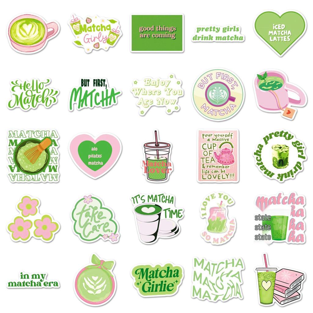 50 Matcha Girl Aesthetic Stickers: Inspirational & Waterproof Green Decoration for Journals