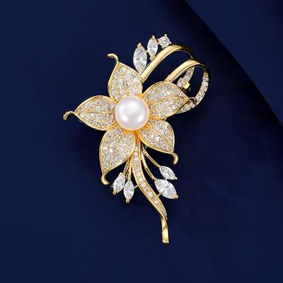 Flower Pearl Brooch, Elegant Suit, Anti-exposure Pin, Brooch, Secure Clothes, Corsage