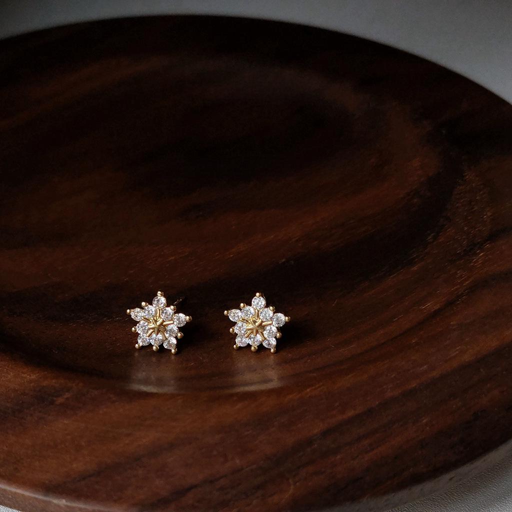 

Summer Snow 14K Gold-Plated 925 Silver Earrings with Snowflake Zircon for Women
