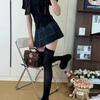 Women's Sexy Suspender Thigh High Stockings Velvet Thin Black and White Irregular Exposed Skin JK Japanese Over-the-knee Socks
