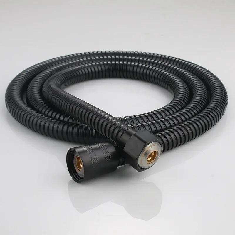 Shower Hose Accessories Extension Garden Hoses Pipe 304 SUS Pull Water Black/silver Flexible Bathroom Long Extendable Pipes Home
