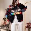 Herren Oversized Streetwear Motorradjacke Mit Stickerei Patchwork Lässige Radsport Oberbekleidung