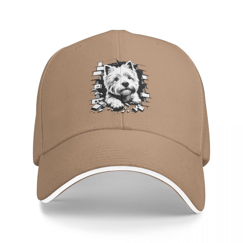 Peeking Dog West Highland White Terrier Baseball Caps Snapback Baseball Hats Breathable Casual Casquette Outdoor for Unisex