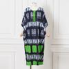 Oversized Women Batwing Sleeve Stitching Print Casual Loose Maxi Long Dress