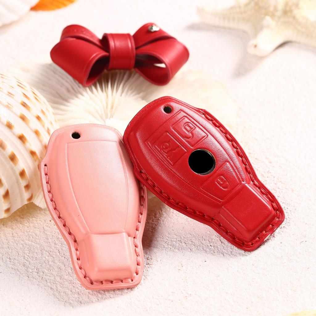Women's key cover is suitable for Mercedes-Benz key cover Internet celebrities The same leather bow car key cover can be