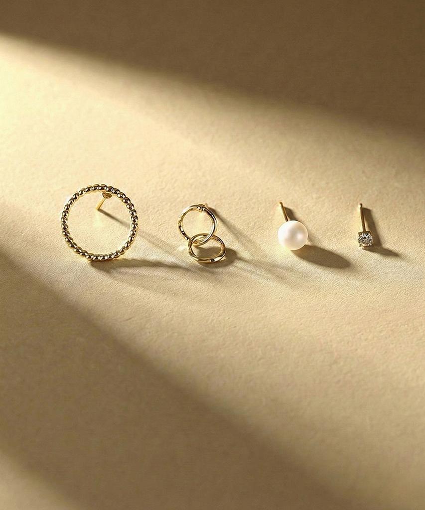 Dieuamour [8Pack] Round Cubic Pearl Daily Earring Set